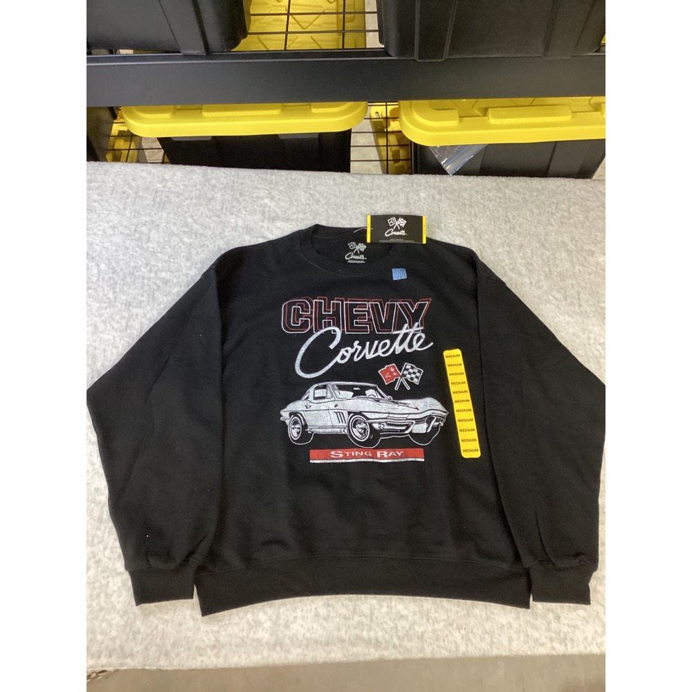 Chevrolet Corvette Sting Ray Graphic Sweatshirt Black Crewneck womens Medium NEW